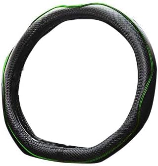 Flat Bottom Steering Wheel Cover Anti-Slip,Safety,Soft,Breathable,Durable,Full Surround,Comfortable Grip Microfiber Leather (D Shape, Green)