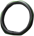 Flat Bottom Steering Wheel Cover Anti-Slip,Safety,Soft,Breathable,Durable,Full Surround,Comfortable Grip Microfiber Leather (D Shape, Green)