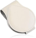 Magnetic Sunglass Holder for Car Visor,PU Leather Car Sunglass Holder Organizes Glasses Tickets Cards & Keeps Car Tidy,Universal Car Accessories Interior (White)