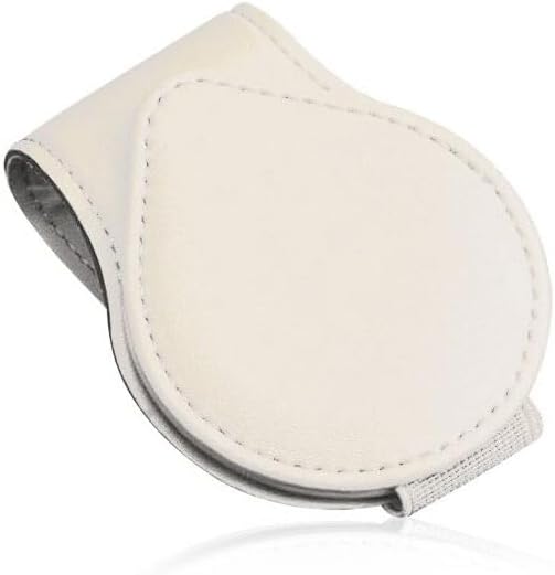 Magnetic Sunglass Holder for Car Visor,PU Leather Car Sunglass Holder Organizes Glasses Tickets Cards & Keeps Car Tidy,Universal Car Accessories Interior (White)