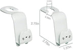Light Grey Cute Cat Car Seat Headrest Hooks, 2 Pack 360 Rotation Universal Car Purse Hook with Phone Holder, 44LBS Heavy Duty Vehicle Hanger for Bags Coats Groceries