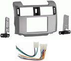 Single and Double DIN Car Stereo Radio Install Kit (Silver) Package Compatible with Toyota 4RUNNER 2010 2011 2012 & 2013 Without Factory Amplifier