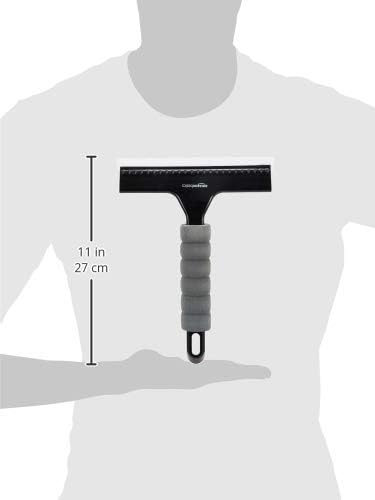 All-Purpose Window Squeegee with Handle for Car Windshield, Shower, Glass, Mirror Cleaning, Silicone Rubber Blade, Streak-Free Results, Lightweight, Black, 8-inch