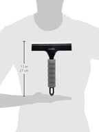 All-Purpose Window Squeegee with Handle for Car Windshield, Shower, Glass, Mirror Cleaning, Silicone Rubber Blade, Streak-Free Results, Lightweight, Black, 8-inch