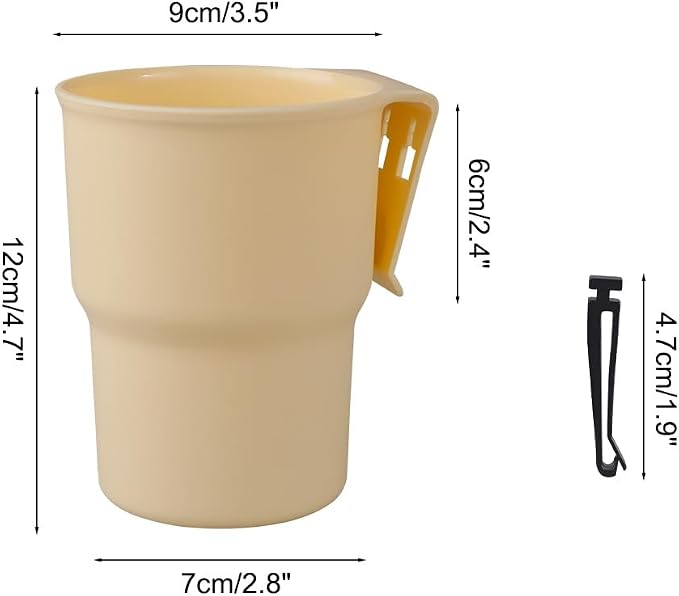 Car Cup Holder Hook, Wear-Resistant Auto Drink Holder 3.54'' Caliber Window Door Cup Holder with Ventilation Clip for Coffee Water Bottles Key Coin