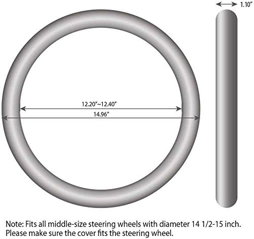 Steering Wheel Cover Leather 14 1/2 to 15 inch Universal Padded Soft Grip Breathable for Car Truck SUV Jeep Anti Slip Blue and Black