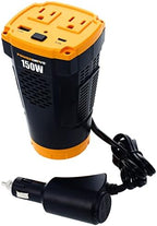 PWD150C 150W Power Inverter for Cup Holders 12v DC to 110v AC with 2 Outlets and 2 Ports