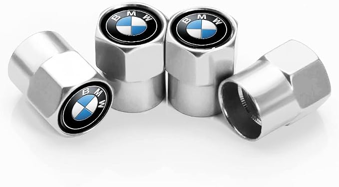 Aluminum Alloy Car Tire Valve Stem Caps Compatible with BMW 1 3 5 6 Series X1 X3 X7 X5 X6 Z4 7 M Anti-Corrosion Dustproof Car Wheel Tyre Air Valve Stem Men and Women Gift Car Accessories (Silvery)