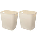 Plastic Small Bathroom Trash Can Wastebasket, 3.5 Gallon, Beige, 2 Pack | Compact Sturdy Garbage Can for Bathroom, Laundry Room, Kitchen, Office, Kids Room, Dorm, Durable, Easy to Clean
