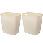 Plastic Small Bathroom Trash Can Wastebasket, 3.5 Gallon, Beige, 2 Pack | Compact Sturdy Garbage Can for Bathroom, Laundry Room, Kitchen, Office, Kids Room, Dorm, Durable, Easy to Clean