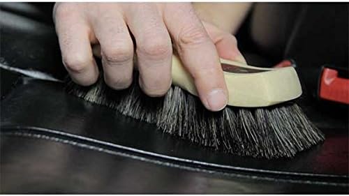 Long Bristle Horse Hair Leather Cleaning Brush - Leather Brush to Gently Clean Car Interiors, Furniture, Sneakers, Boots, and More - Safe for Natural, Synthetic, Faux, and Pleather