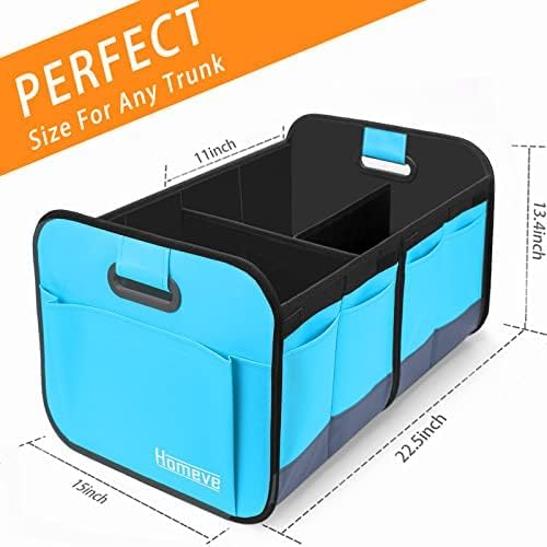 Car Trunk Organizer for SUV, 18.5Gal Large Capacity No-Sag Heavy Duty, Foldable Waterproof Anti-Slip Storage with 12 Pockets, Fit Sedan, Truck, Universal Car Accessories, Blue, 2 Compart,Large