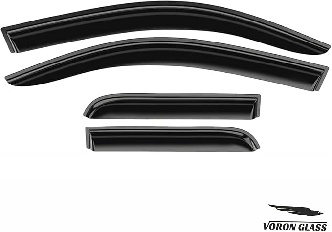 Voron Glass Tape-on Extra Durable Rain Guards for Chevrolet (Chevy) Silverado/GMC Sierra 2014-2018 Double Cab, Window Deflectors, Vent Window Visors, 4 Pieces - 100849