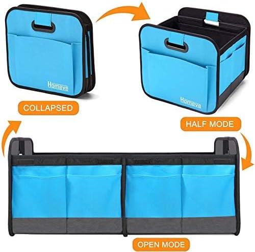 Car Trunk Organizer for SUV, 18.5Gal Large Capacity No-Sag Heavy Duty, Foldable Waterproof Anti-Slip Storage with 12 Pockets, Fit Sedan, Truck, Universal Car Accessories, Blue, 2 Compart,Large