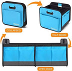 Car Trunk Organizer for SUV, 18.5Gal Large Capacity No-Sag Heavy Duty, Foldable Waterproof Anti-Slip Storage with 12 Pockets, Fit Sedan, Truck, Universal Car Accessories, Blue, 2 Compart,Large