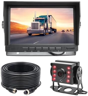FalconEye 1080p Wired Backup Camera: 140° Wide Angle Rear View, 50ft IR Night Vision, 7” or 9” LCD Monitor, Loop Recording & G-Sensor - Stable, IP68 Weatherproof HD Dash Cam Monitoring System