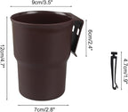 Car Cup Holder Hook, Wear-Resistant Auto Drink Holder 3.54'' Caliber Window Door Cup Holder with Ventilation Clip for Coffee Water Bottles Key Coin Brown