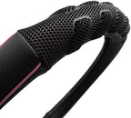 car Steering Wheel Cover Faux Leather Massage Universal fit 3D Honeycomb Hole Anti-Slip Sporty 15 Inches (Pink Black)