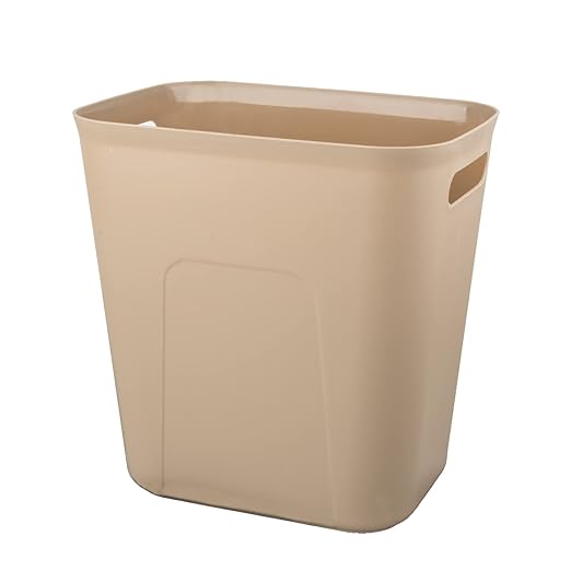 Plastic Small Trash Can Wastebasket, Garbage Container Basket for Bathrooms, Laundry Room, Kitchens, Offices, Kids Rooms, Dorms, 3.5 Gallon, Khaki | Compact Sturdy Garbage Can for Bathroom, Laundry Room, Kitchen, Office, Kids Room, Dorm, Durable...