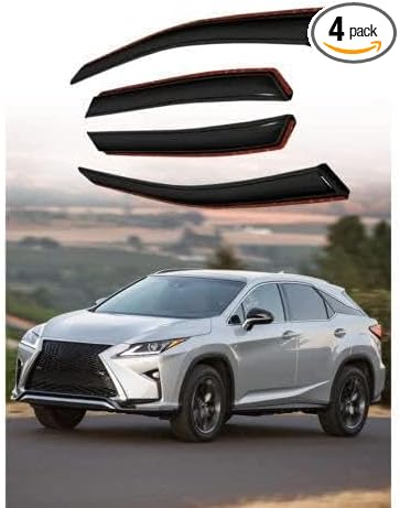 Tape-On Rain Guard 4-Piece for 2016-2022 Lexus RX350 450h Windows Visor Shield Shade Smoke 1622LXRX