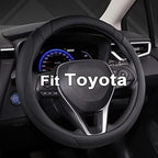 Customized Auto Car Steering Wheel Cover for Toyota Tundra Tacoma 4runner 15-15.5inches (Black-Large Size)