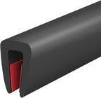 Rubber Edge Trim, Self-Adhesive U Channel Rubber Edge Trim, U Shaped Edge Protector for Mirror and Glasses, EPDM Material, Slot Width 1/8"(3.2mm), Length 10 Ft, Black