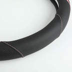 Car Steering Wheel Cover, Leather Steering Wheel Cover Pink Universal 14.5-15 Inch Microfiber Leather Anti-Slip Breathable Auto Steering Wheel Covers for Men Women (Black&Pink)