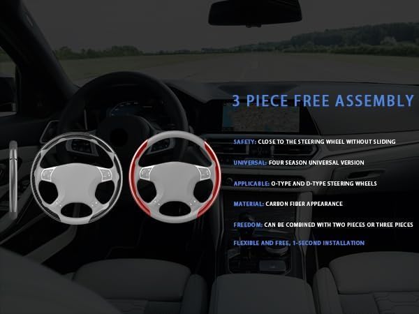 Steering Wheel Covers, 3PCs Leather Anti-Skid Clip on Car Steering Wheel Cover Protector Universal for Most Car Wheel, Beige