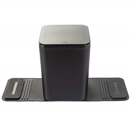 Car Trash Can with Lid, 0.8 Gallon Medium Car Garbage Bin with Stability Base Flap & Spikes for Car Humps and Flat Floors, Durable Plastic Auto Trash Container