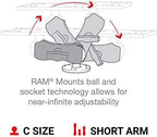 Marine Electronics Mount, C Size 1.5" Ball with Short Arm, Drill-Down Mount for Fish Finders & Chartplotters, 6.25" x 2" Plate RAM-111U-B