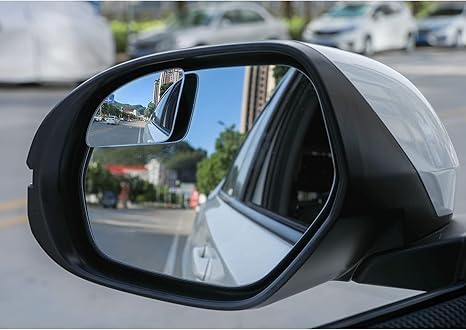 Blind Spot Car Mirror，Asymmetric Fan Shaped HD Glass Frameless Convex Rear View Mirror with wide angle Adjustable Stick for Cars SUV and Trucks, Pack of 2