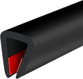 Rubber Edge Trim, Self-Adhesive U Channel Edge Trim, U Shaped Edge Protector for Glass, Mirror, Plywood, EPDM Material, Slot Width 1/4"(6.4mm), Length 10 Ft, Black