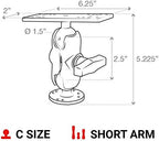 Marine Electronics Mount, C Size 1.5" Ball with Short Arm, Drill-Down Mount for Fish Finders & Chartplotters, 6.25" x 2" Plate RAM-111U-B