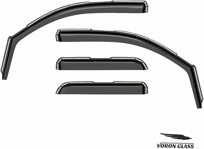 Voron Glass in-Channel Extra Durable Rain Guards for Chevrolet (Chevy) Silverado 2500, 2500HD/3500HD 2015-2019 Double Cab, Window Deflectors, Vent Window Visors, 4 Pieces - 200278