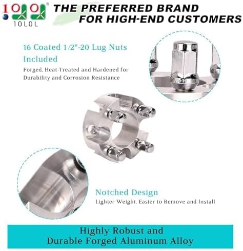 2 Inch Golf Cart Wheel Spacers Kit with Lug Nuts - for Yamaha,Club Car,EZGO, 4x4 Bolt Pattern, 68mm Hub Bore, 1/2-20 Studs, CNC Aluminum, 4 Pack Wheel Hub Adapters
