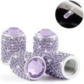 Car Wheel Tire Valve Caps, 4 PCS Bling Tire Valve Caps, Crystal Tire Caps Shinny Rhinestone for Women, Universal Car Dustproof Tire Valve Caps for Cars, Trucks, SUV and Motorcycles (Purple)