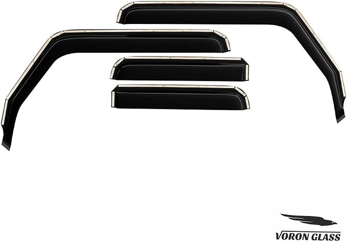 Voron Glass in-Channel Extra Durable Rain Guards for Jeep Wrangler JL 2018-2026/Jeep Gladiator 2020-2026,Window Deflectors,Vent Window Visors, 4 Pieces - 220102