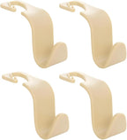 Car Seat Headrest Hook, 4PCS Vehicle Seat Back Hanger Storage Organizer for Handbag Purse Coat, Auto Interior Headrest Hook, Universal for SUV Automobile Truck (Beige)