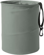 Collapsible Trash Can Car Garbage Bag - Leather Pop-up Car Trash Bin with Elastic Band - Hanging Foldable Garbage Can Vehicle Waste Basket Bin - Double-Layer Washable Bag for Cars Camping (Grey)