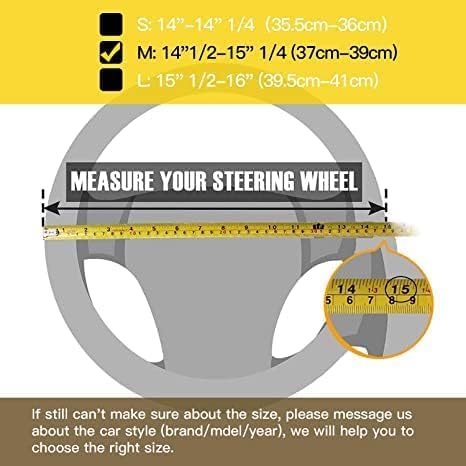 Steering Wheel Cover for Women Bling Bling Crystal Diamond Sparkling Car SUV Wheel Protector Universal Fit 15 Inch Black with Pink Diamond