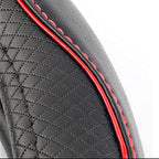 ESEWALAS Universal Car Steering Wheel Cover,Anti-Slip Leather Steering Wheel Cover,Sports Style Steering Wheel Protector,Car Interior Accessories Auto Steering Wheel Covers (Black with Red)