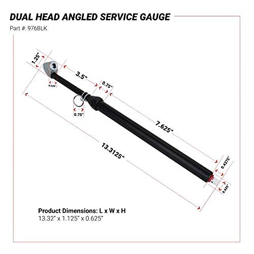 976BKL Dual Head Angled Chuck Tire Pressure Service Gauge, Non-Slip Grip Matte Black Poly Finish -13” 1-160 PSI For Large Vehicle Tires