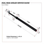 976BKL Dual Head Angled Chuck Tire Pressure Service Gauge, Non-Slip Grip Matte Black Poly Finish -13” 1-160 PSI For Large Vehicle Tires