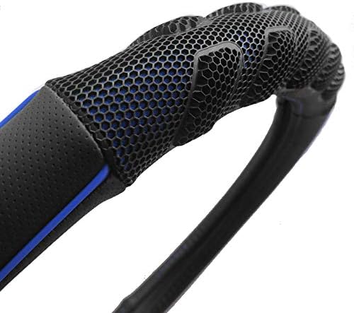 car Steering Wheel Cover Faux Leather Massage Universal fit 3D Honeycomb Hole Anti-Slip Sporty 15 Inches (Blue Black)