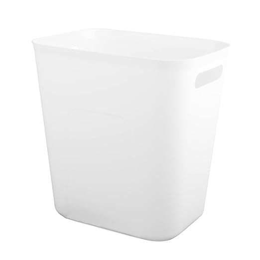 Plastic Small Trash Can Wastebasket, Garbage Container Basket for Bathrooms, Laundry Room, Kitchens, Offices, Kids Rooms, Dorms, 3.5 Gallon, White | Compact Sturdy Garbage Can for Bathroom, Laundry Room, Kitchen, Office, Kids Room, Dorm, Durable...