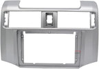 9'' Car Radio Stereo Dash Frame Fascia Bezel Panel Compatible for Toyota 4 Runner 2010 11 12 13 14 15 16 17 18 19 Install Mount Kit Silver