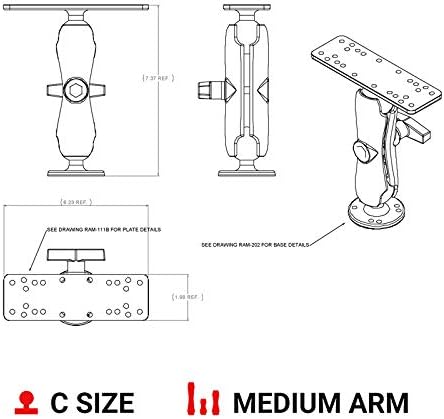 Drill-Down Marine Electronics Mount – Fish Finder & GPS Mount with Medium Arm (RAM-111U)