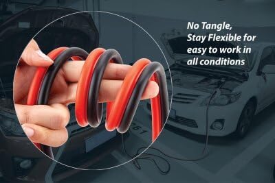 Smart 16 Foot 6 Gauge Heavy-Duty Jumper Cables with Integrated Built-In Voltage Meter & 365 Days of Roadside Assistance