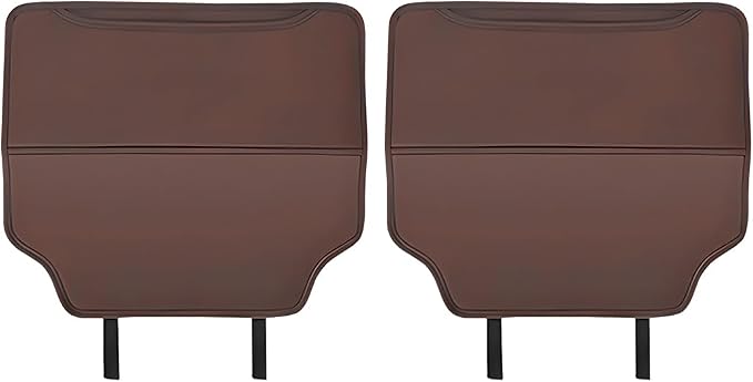 2PCS Car Kick Mat, Anti-Scratch Waterproof Anti-Slip Vehicle Back Seat Protector with Storage Pockets, Automotive Interior Seat Back Covers, Universal for SUV RV Truck (Brown)