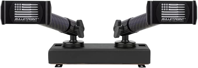 Bulletpoint Dash Mount Cell Phone Holder RAM Truck Compatible (2019+ 1500, 2500, 3500 and TRX) with 20mm Ball Mount - Compatible with iPhone and Android Smartphones (Dual Ball with 2 Phone Holders)